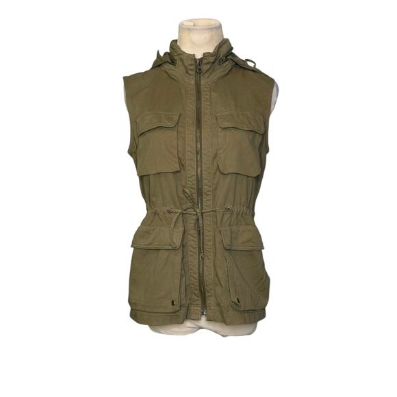 J.Crew Classic twill Chino green hoodie vest jacket size XS - Picture 10 of 13